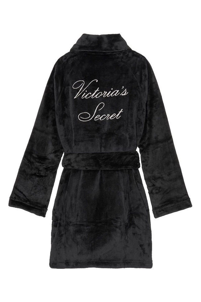 Black Victoria's Secret Cosy Short Robe | EHZ-831429