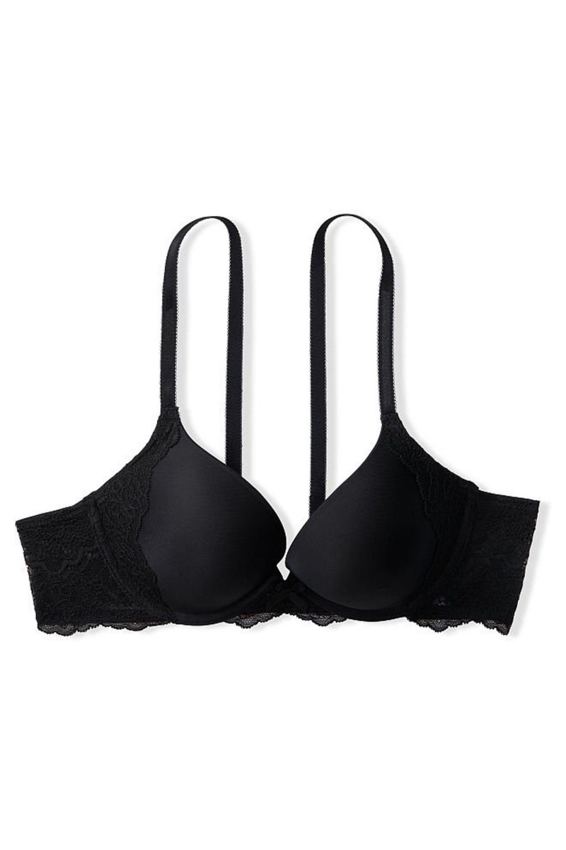 Black Victoria's Secret Dream Angels Lace Wing Push Up Bra | BJC-098231