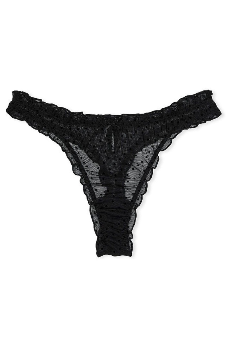 Black Victoria's Secret Dream Angels Mesh Thong Knickers | QWX-836519