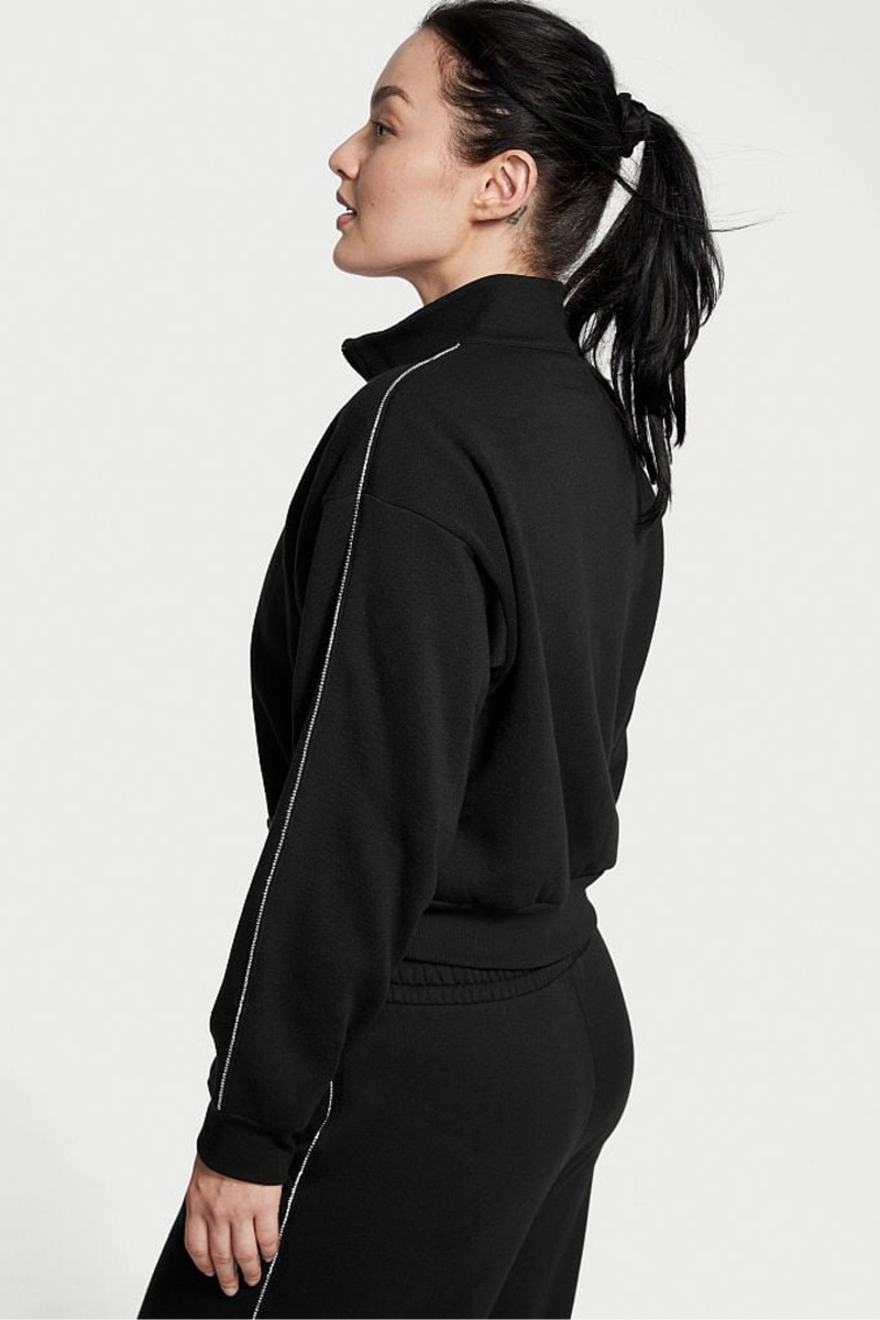 Black Victoria's Secret Half Zip High Neck Lounge Sweatshirt | XUN-749856