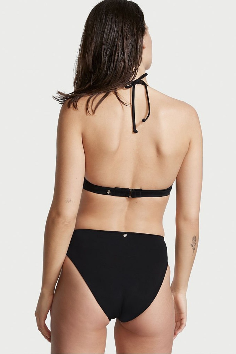 Black Victoria's Secret Halterneck Triangle Bikini Top | IFU-951423