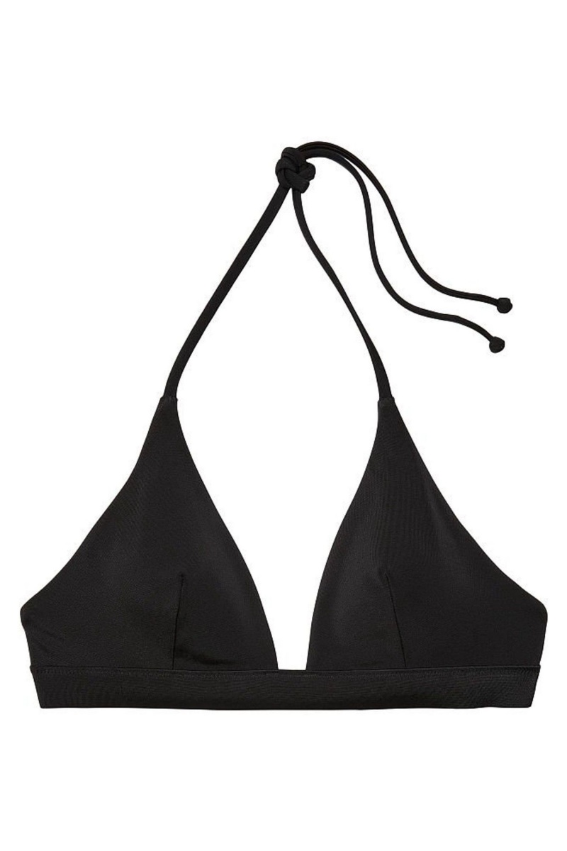 Black Victoria's Secret Halterneck Triangle Bikini Top | IFU-951423