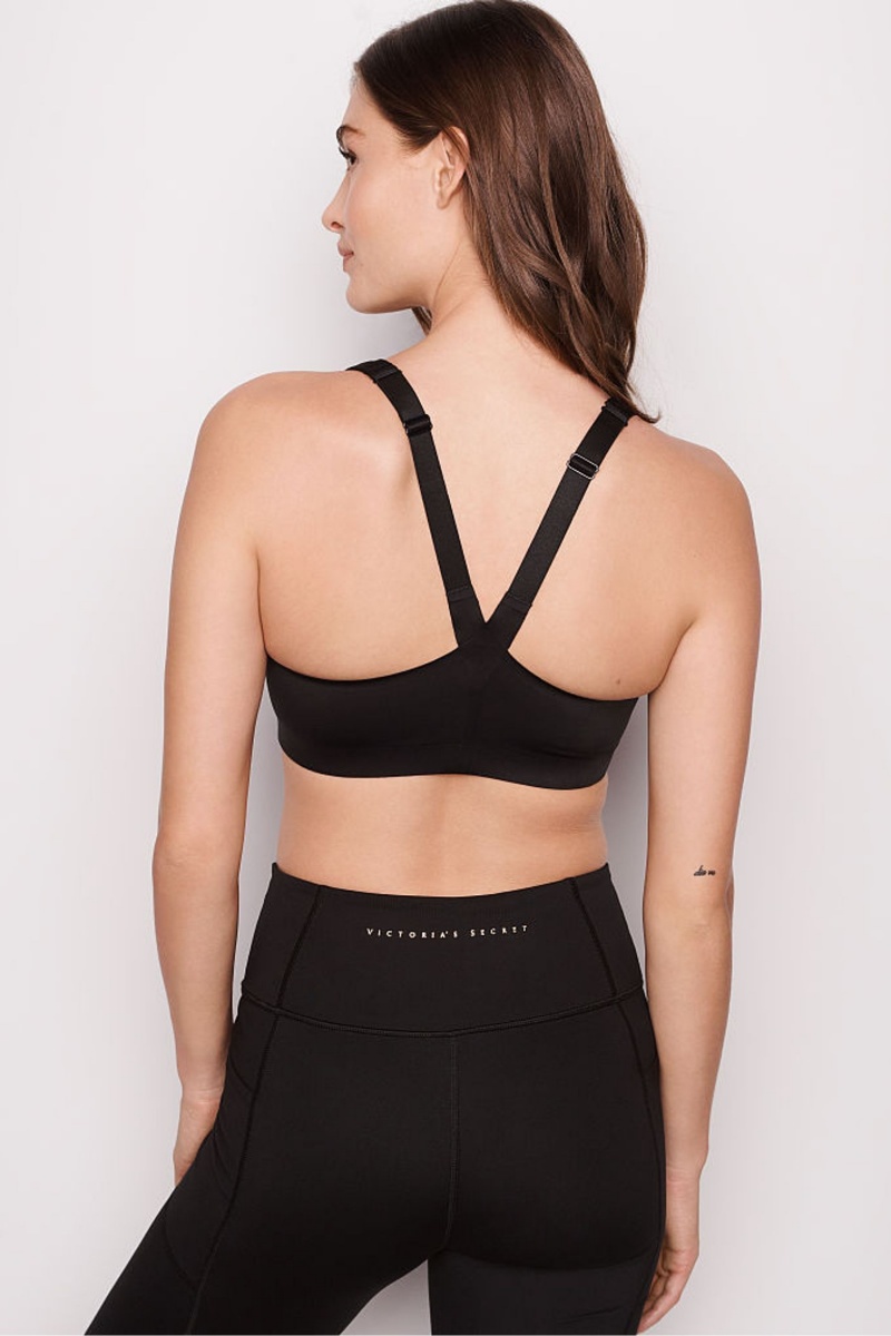 Black Victoria's Secret Knockout High Impact Racerback Zip Up Sports Bra | GEV-153867