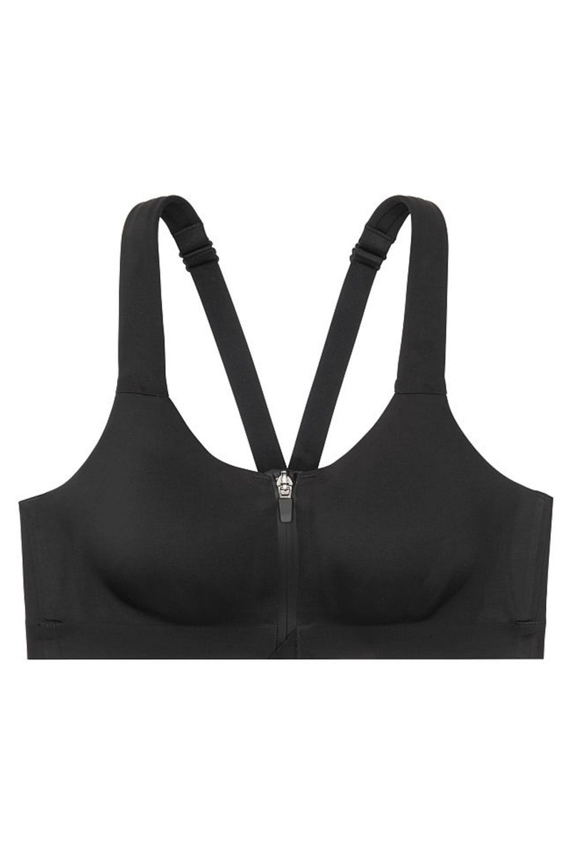 Black Victoria's Secret Knockout High Impact Racerback Zip Up Sports Bra | GEV-153867