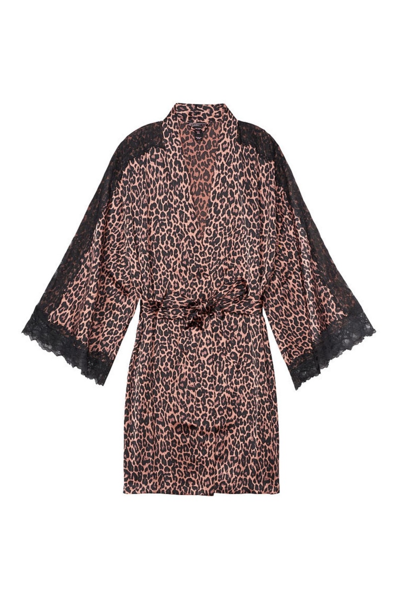 Black Victoria's Secret Lace Inset Kimono Robe | WQE-903625