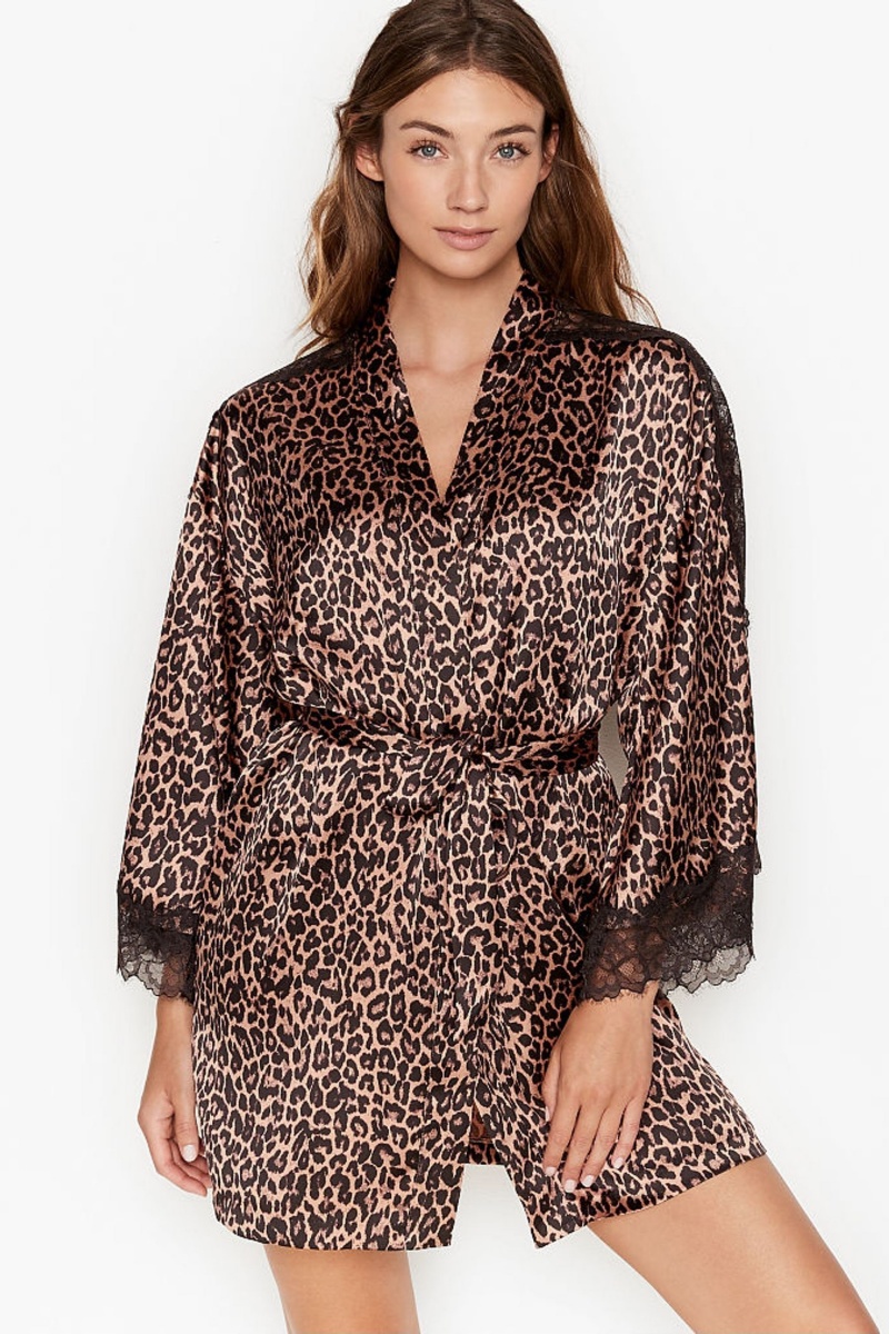 Black Victoria\'s Secret Lace Inset Kimono Robe | WQE-903625