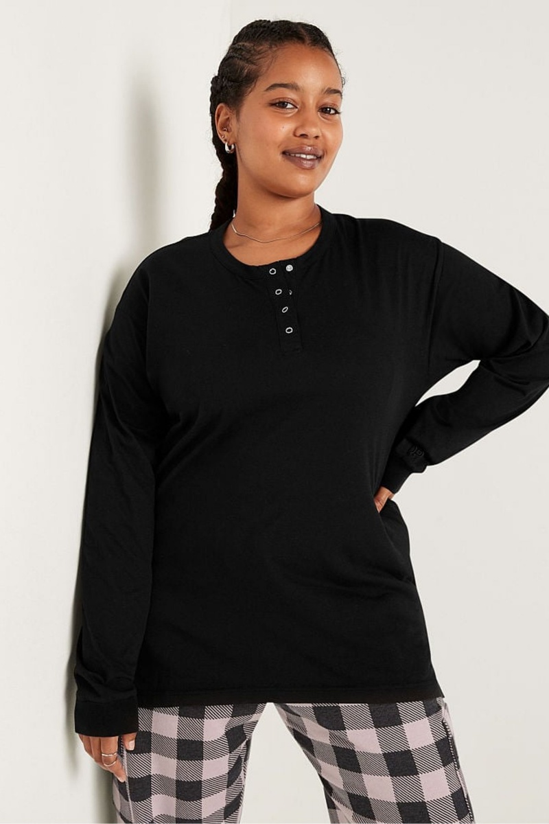 Black Victoria\'s Secret Long Sleeve T-Shirt | IPF-489567