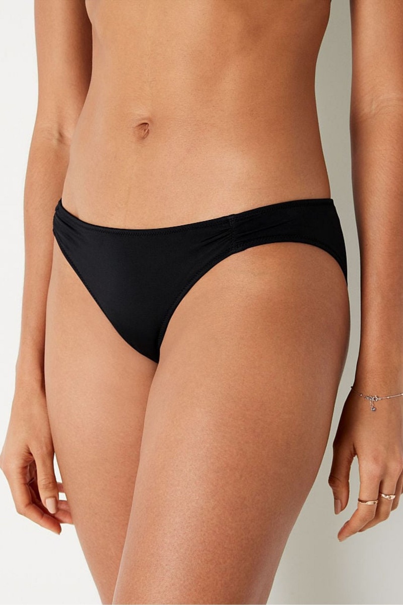 Black Victoria's Secret Ruched Front Bikini Bottoms | KQL-438502