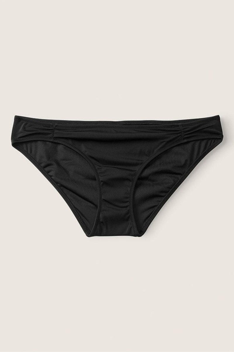 Black Victoria's Secret Ruched Front Bikini Bottoms | KQL-438502