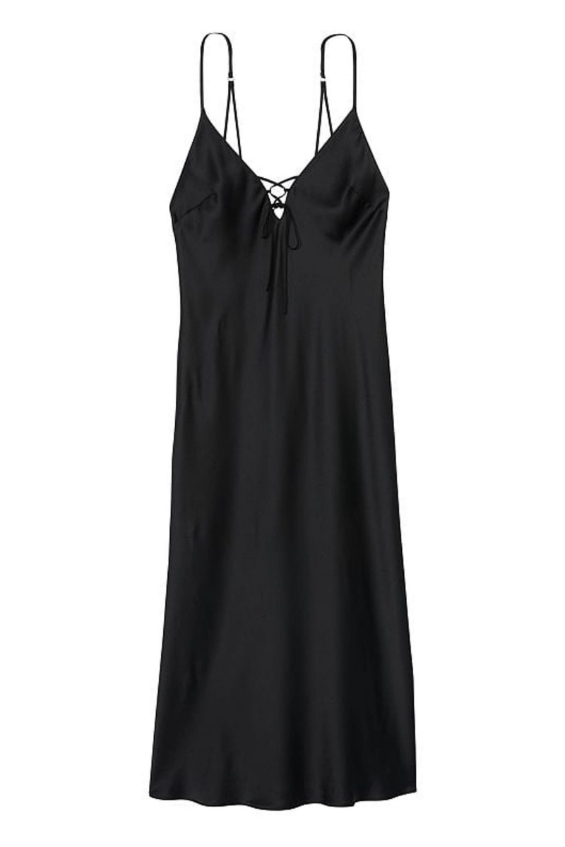 Black Victoria's Secret Satin Midi Slip | OHN-674382