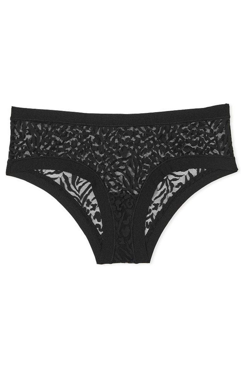 Black Victoria's Secret Sexy Illusions by Victorias Secret Mesh No Show Cheeky Knickers | TGA-835741