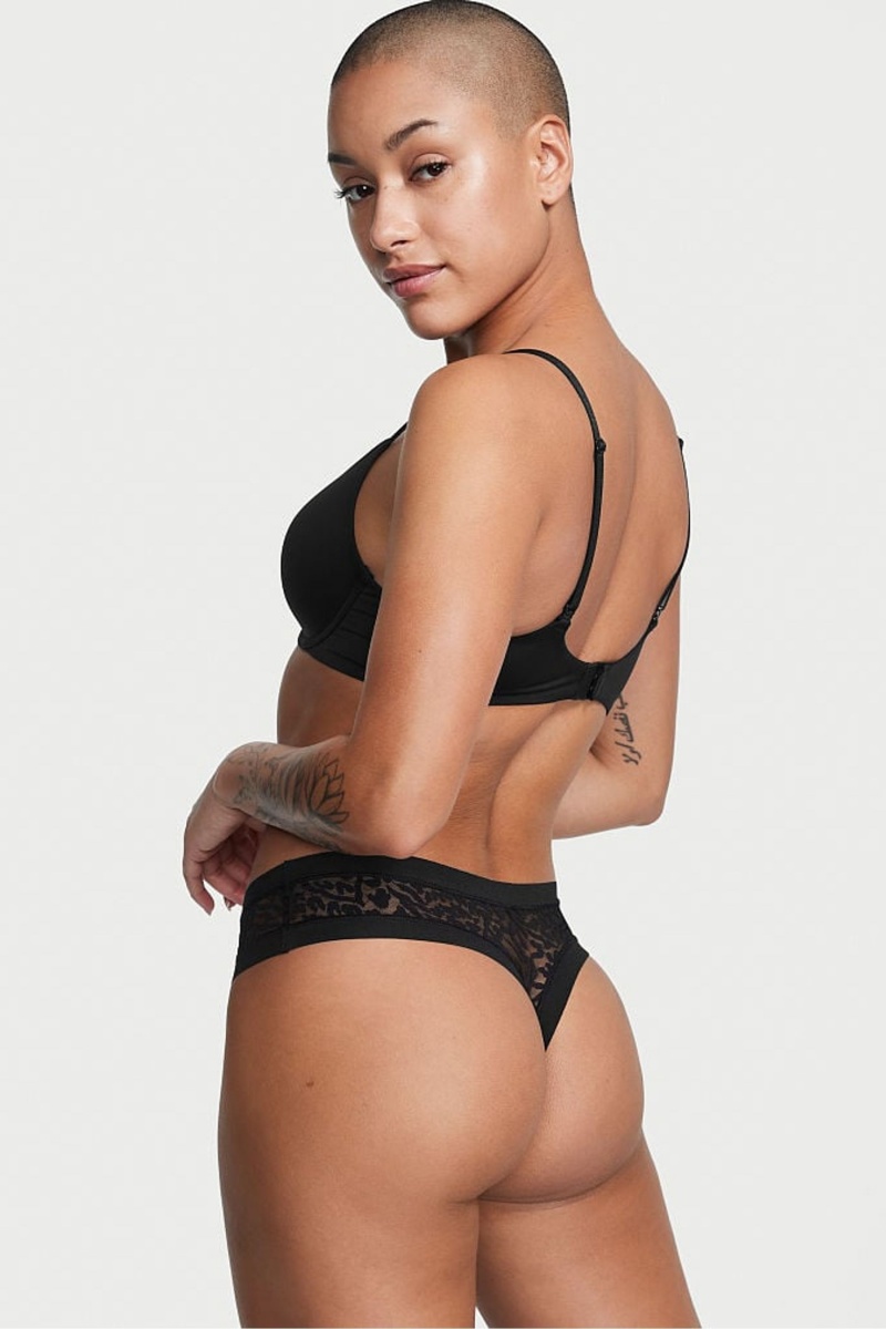 Black Victoria's Secret Sexy Illusions by Victorias Secret No Show Thong Knickers | WSZ-853917