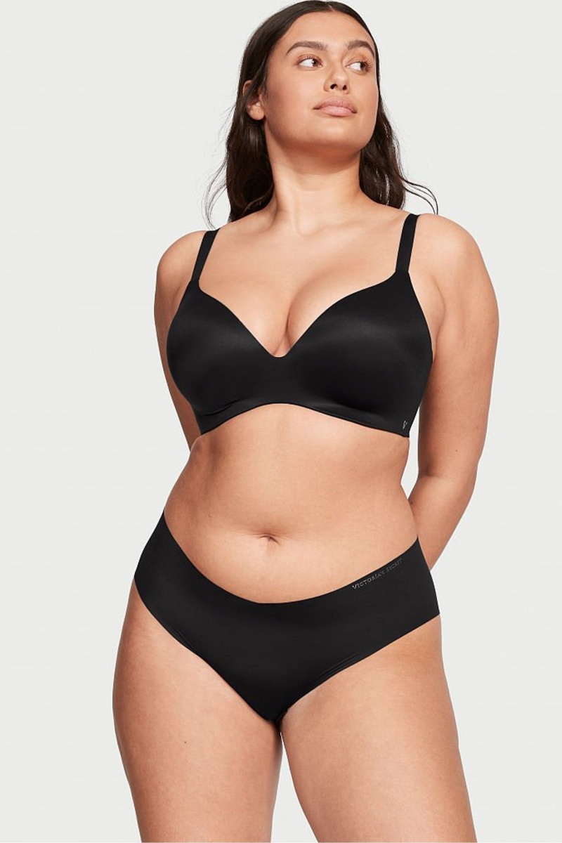 Black Victoria's Secret Smooth Lightly Lined Non Wired Push Up Bra | QAF-594610