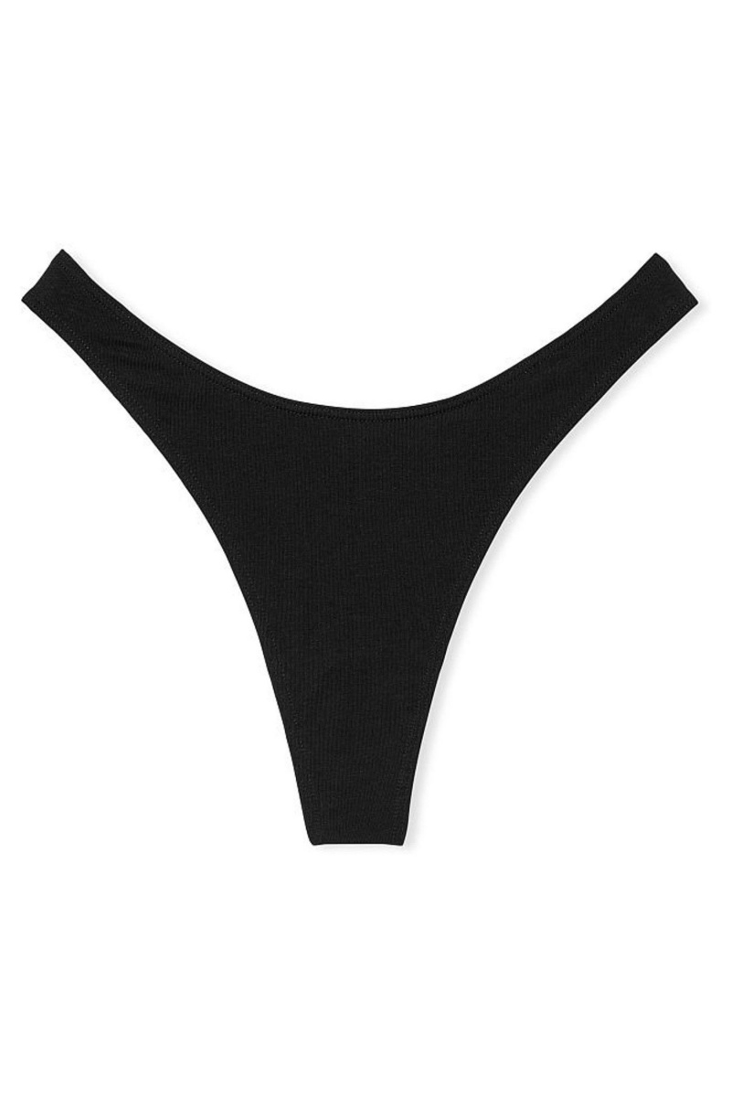 Black Victoria's Secret Stretch Cotton Cotton High Leg Thong Knickers | KHC-946170