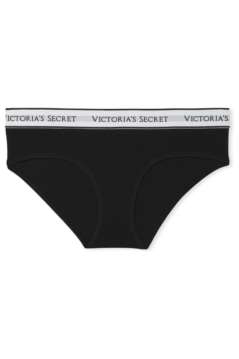 Black Victoria's Secret Stretch Cotton Logo Knickers | DKE-083762