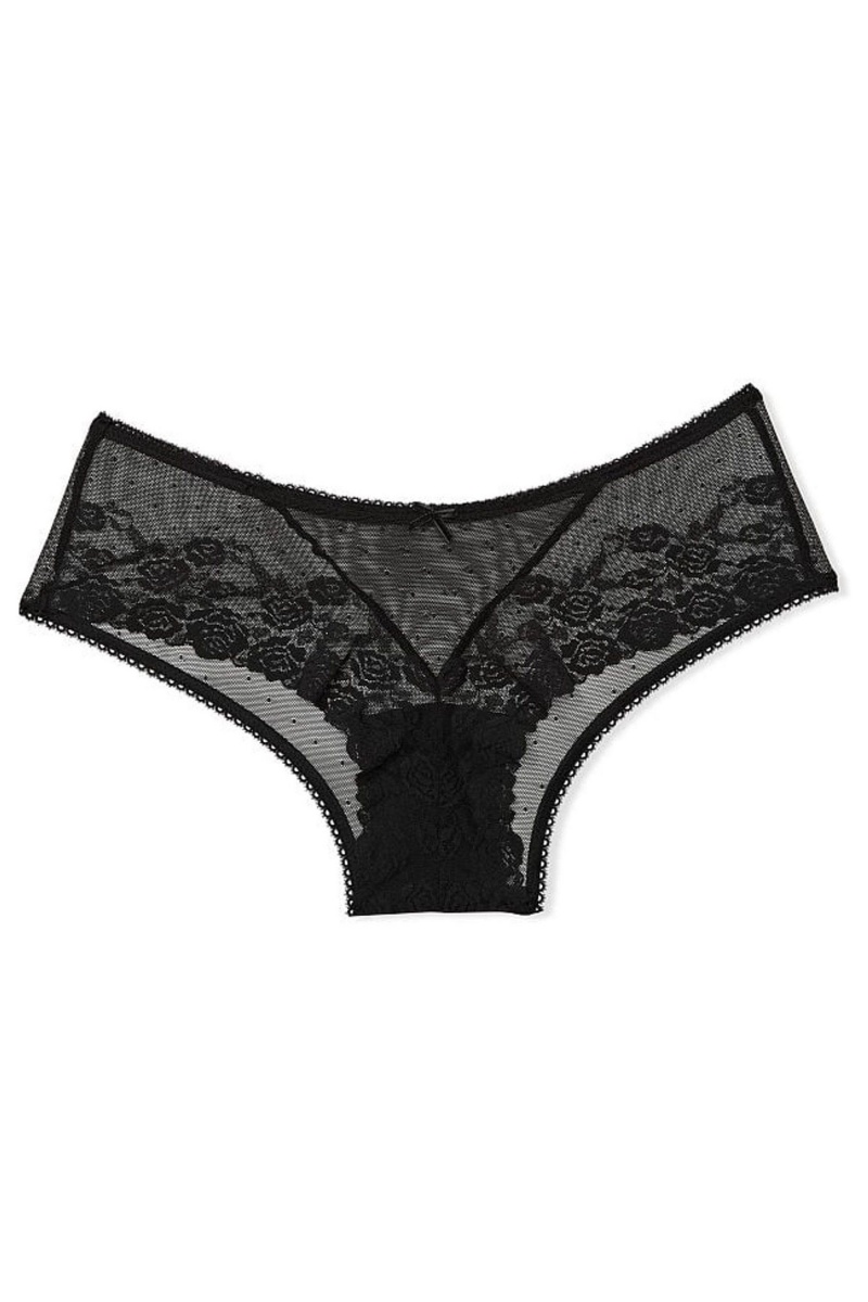 Black Victoria's Secret The Lacie Lace Cheeky Knickers | GQW-623407