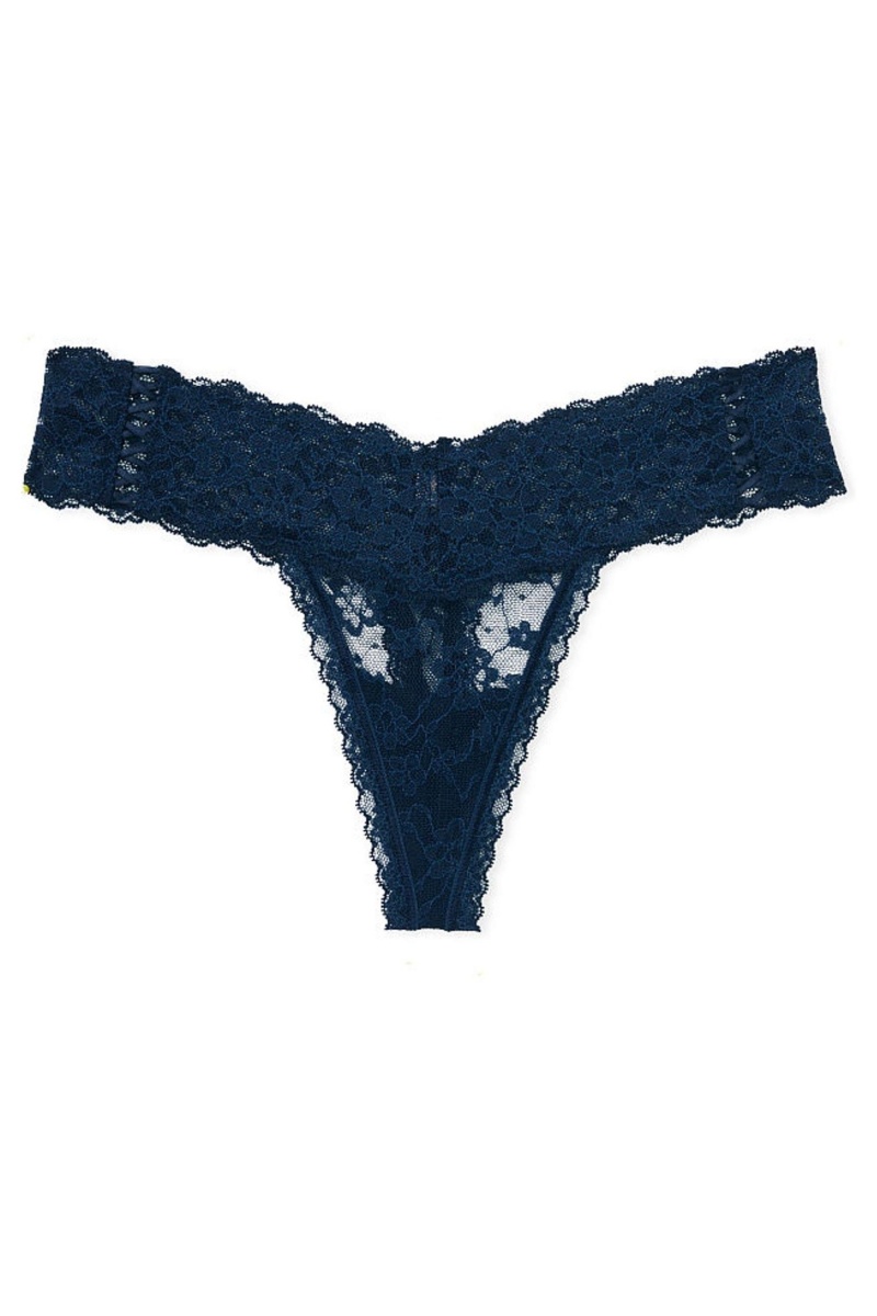 Black Victoria's Secret The Lacie Lace Thong Knickers | BED-079513