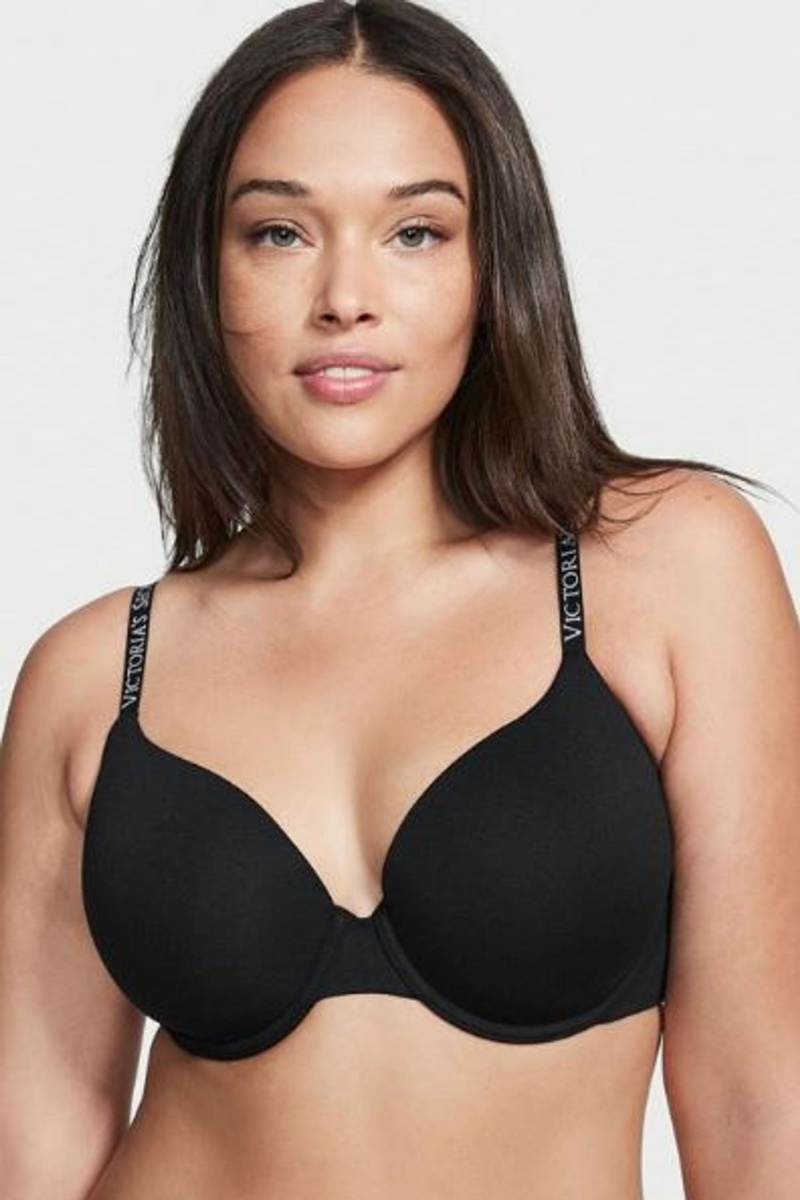 Black Victoria's Secret The T-Shirt Full Coverage Push Up Logo Bra | UJB-814765