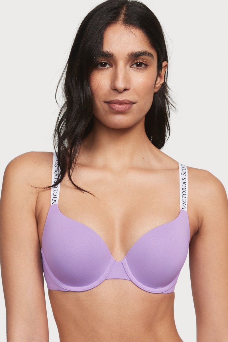 Black Victoria\'s Secret The T-Shirt Full Coverage Push Up Logo Bra | HJB-961375