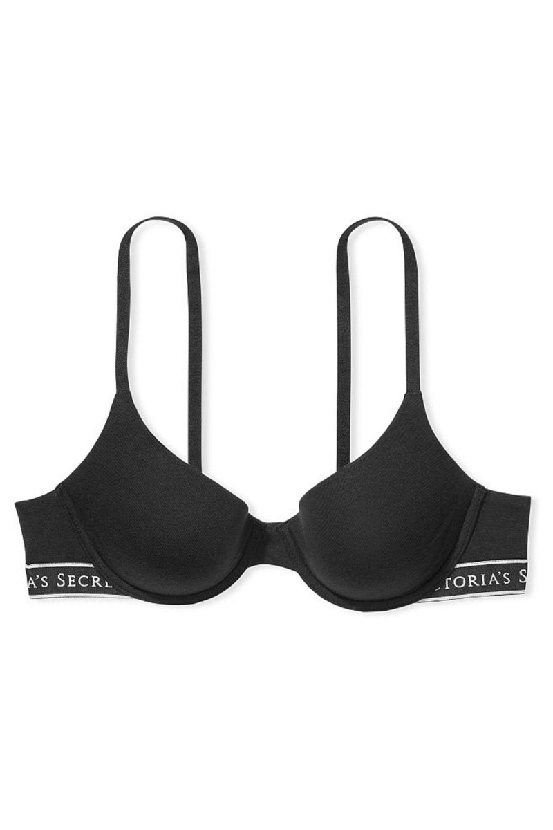 Black Victoria's Secret The T-Shirt Lightly Lined Demi Logo Bra | RQD-726019