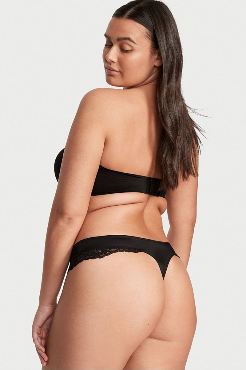 Black Victoria's Secret Very Sexy Lace Thong Knickers | YSZ-830692