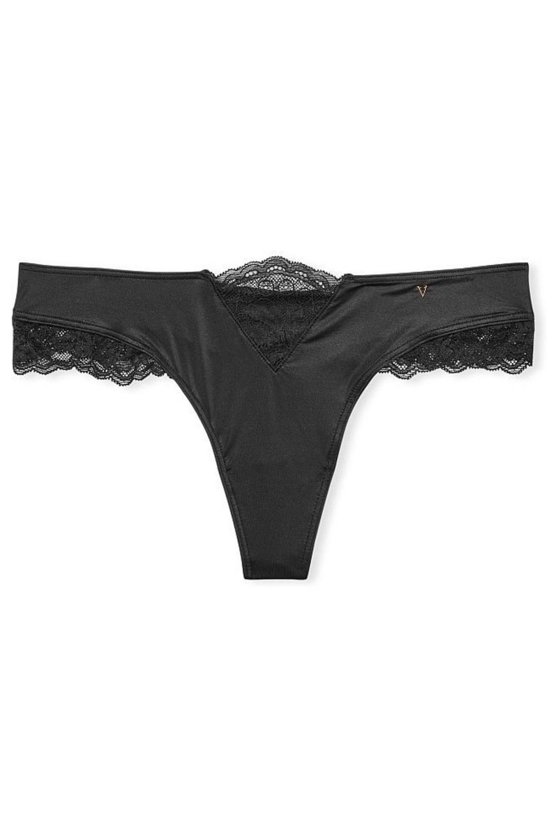 Black Victoria's Secret Very Sexy Lace Thong Knickers | YSZ-830692