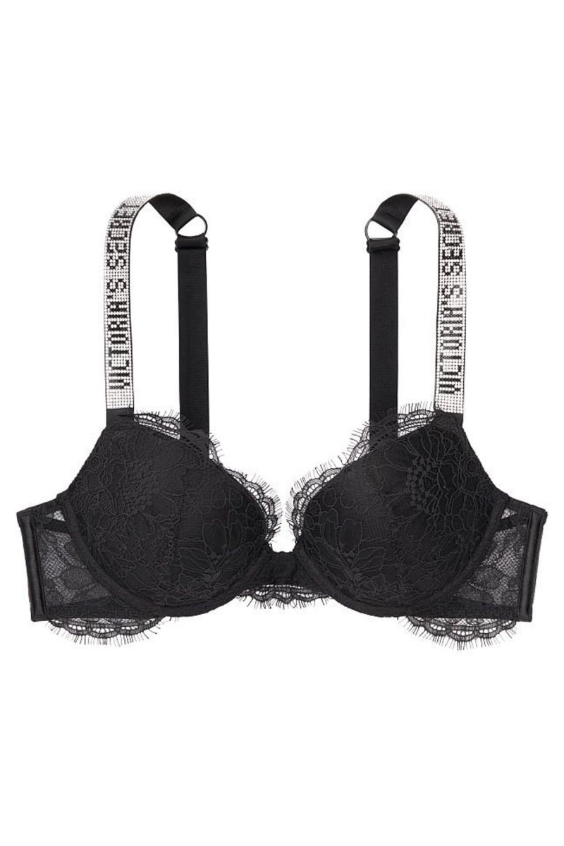 Black Victoria's Secret Very Sexy Shine Strap Push Up Bra | REW-196304