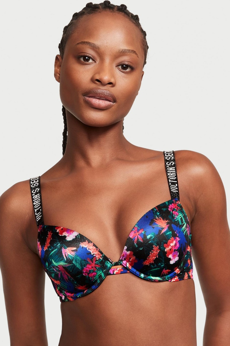 Black Victoria\'s Secret Very Sexy Shine Strap Push Up Bra | MZB-703156