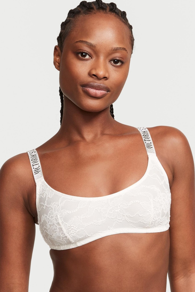 Black Victoria\'s Secret Very Sexy Shine Strap Lace Bralette | RMQ-758194