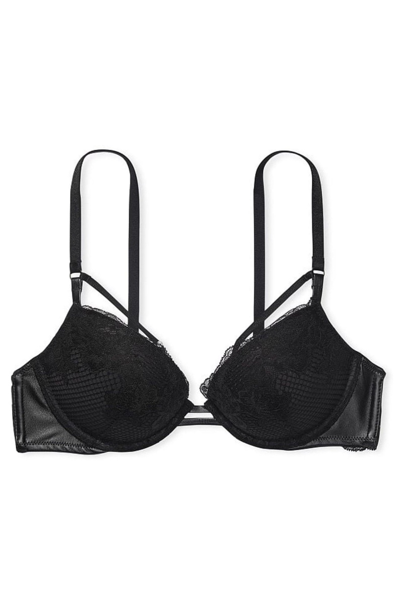 Black Victoria's Secret Very Sexy Strappy Fishnet Lace Bra | VUN-375146