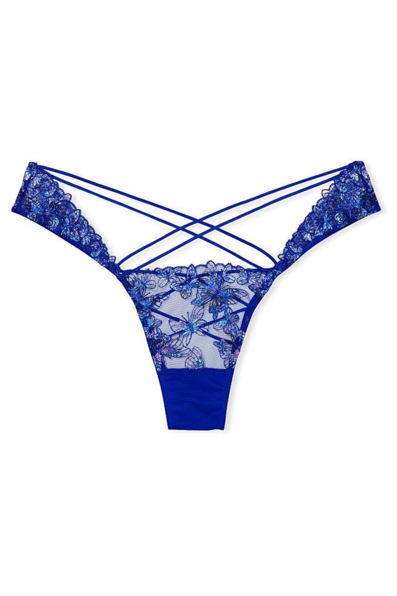 Blue Butterfly Embroidery Victoria's Secret Very Sexy Embroidered Knickers | NGO-360185