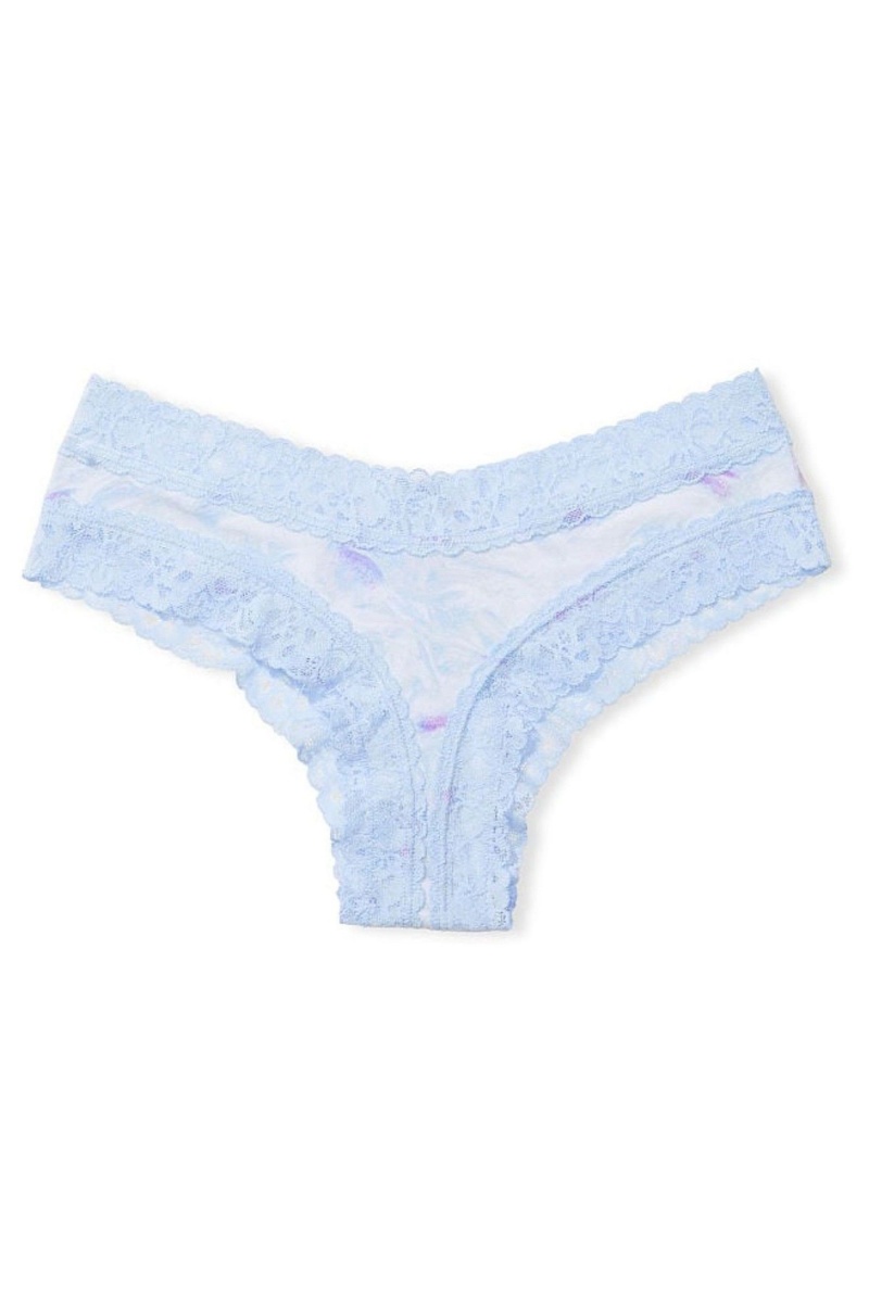 Blue Marble Victoria's Secret Stretch Cotton Lace Waist Cotton Cheeky Knickers | HYA-436702