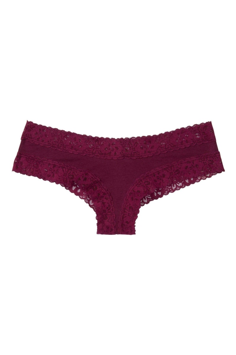 Blue Marble Victoria's Secret Stretch Cotton Lace Waist Cotton Cheeky Knickers | BHR-607892