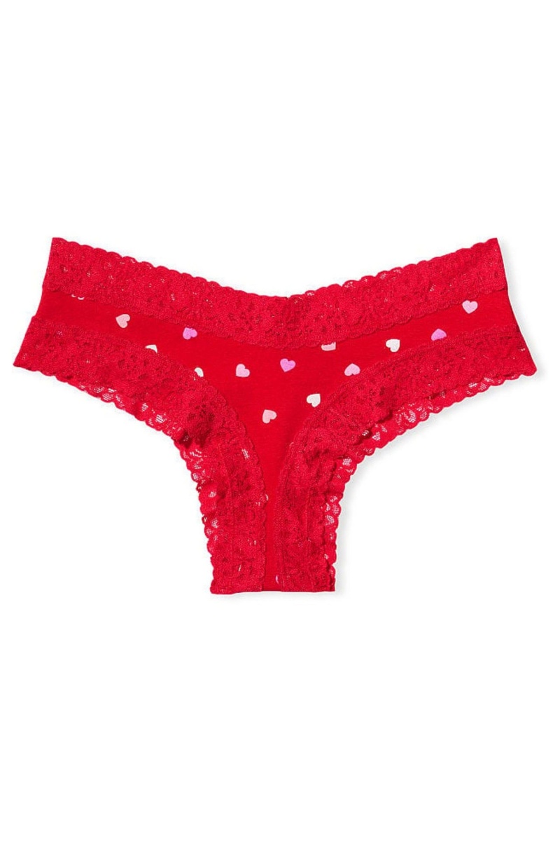 Blue Marble Victoria's Secret Stretch Cotton Lace Waist Cotton Cheeky Knickers | DGB-276534