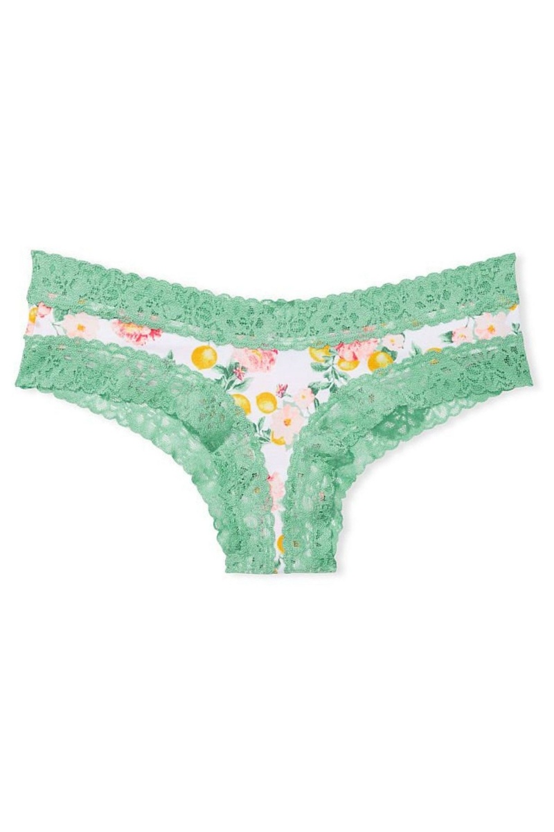 Blue Marble Victoria's Secret Stretch Cotton Lace Waist Cotton Cheeky Knickers | MPI-370156