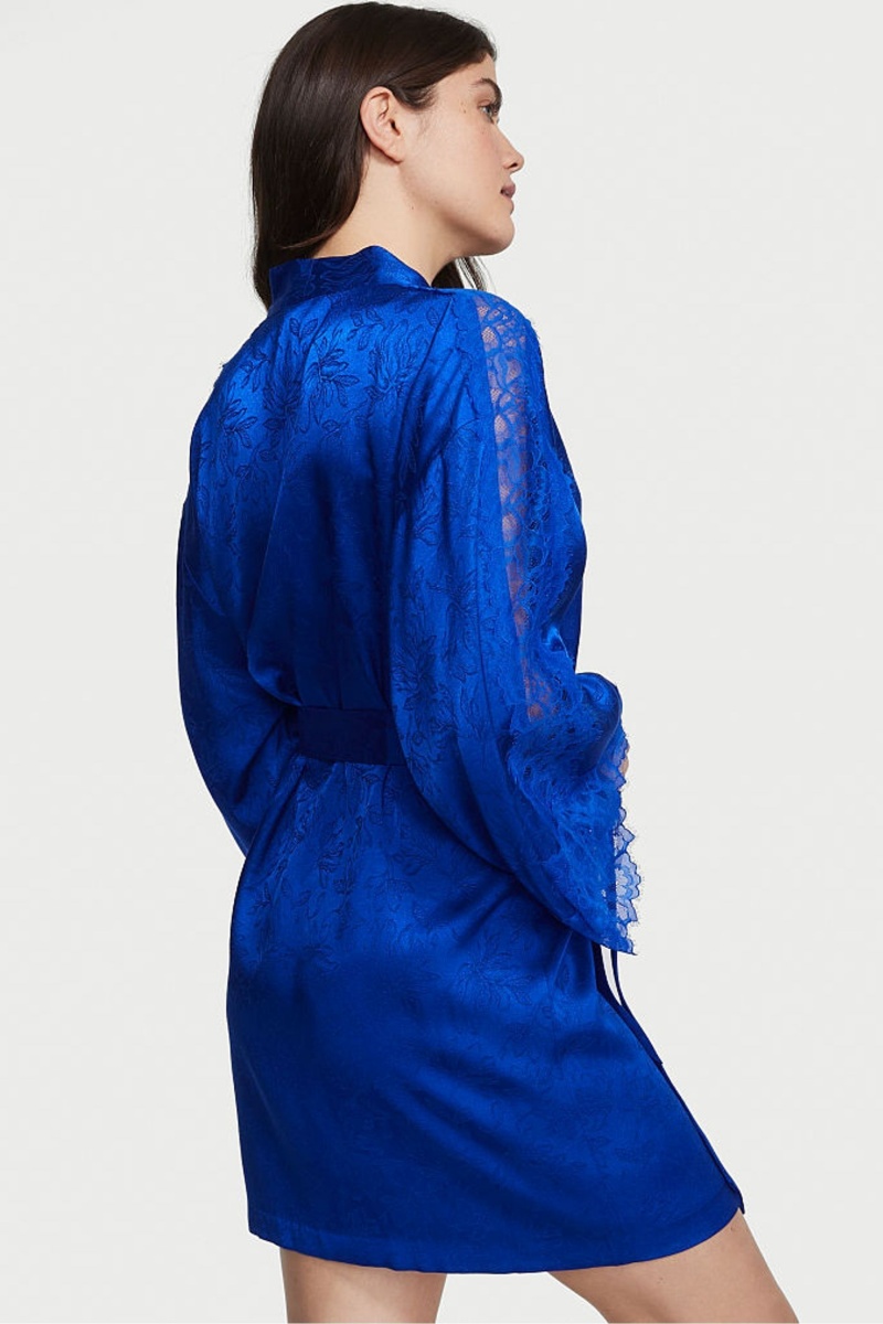 Blue Oar Victoria's Secret Satin Lace Robe | XVJ-453807