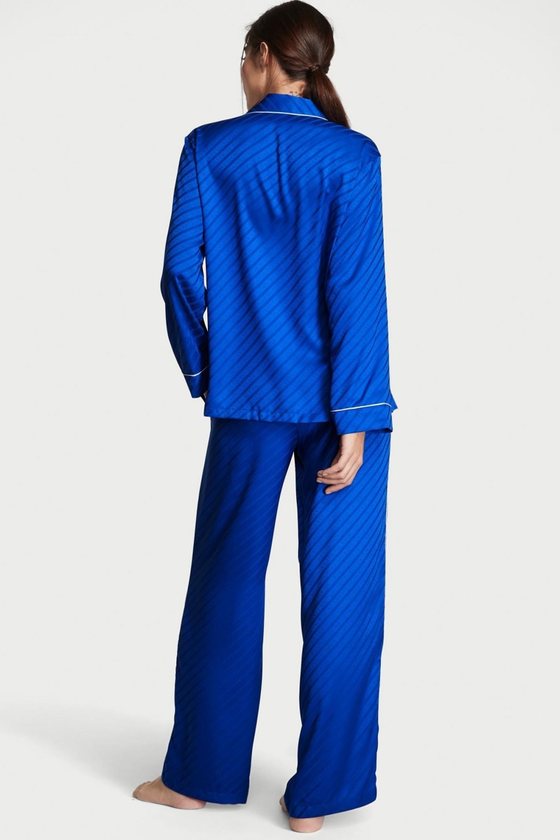 Blue Oar Victoria's Secret Satin Long Pyjamas | QIY-185947