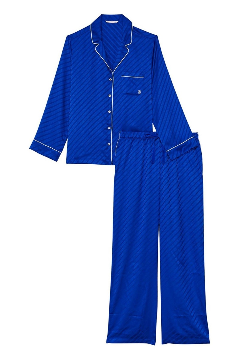 Blue Oar Victoria's Secret Satin Long Pyjamas | QIY-185947