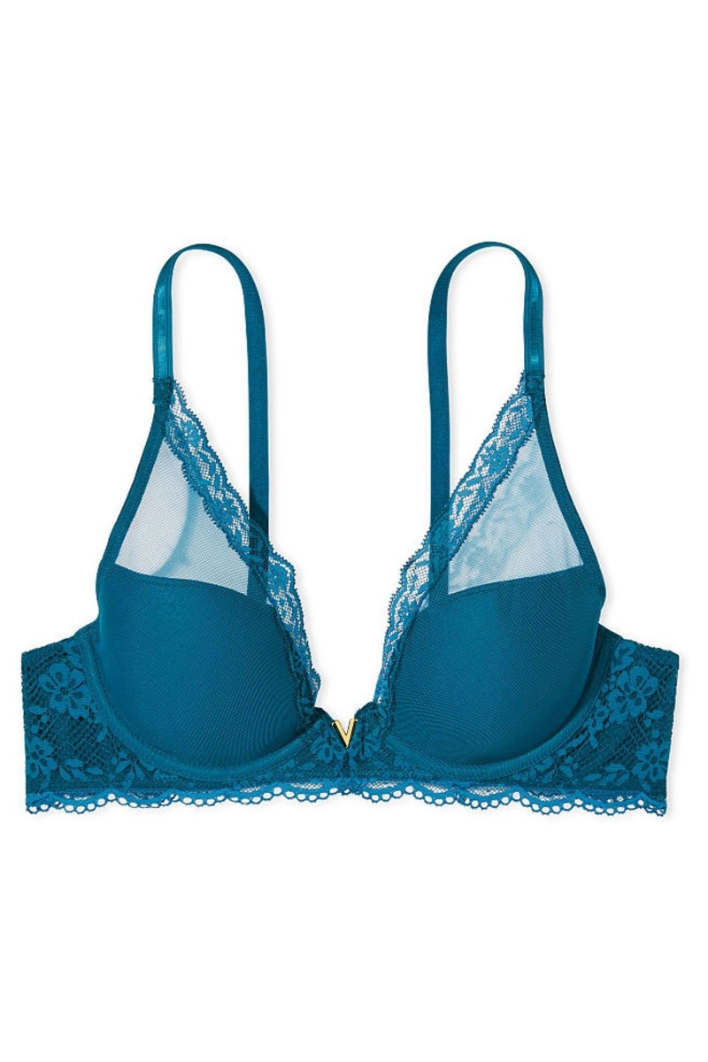 Blue Sapphire Victoria's Secret Love Cloud Love Cloud Lightly Lined Plunge Bra | TBN-382415