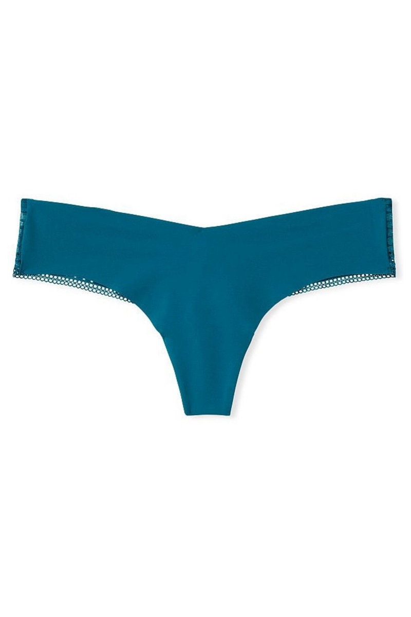 Blue Sapphire Victoria's Secret Sexy Illusions by Victorias Secret Lace No Show Thong Knickers | CQX-130976