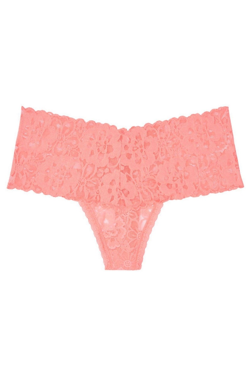 Blush Pink Victoria's Secret The Lacie Lace Wide Band Thong Panty | VAN-316528