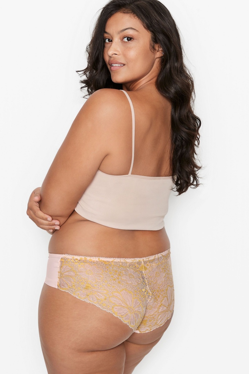 Bright Apricot Victoria's Secret Sexy Illusions by Victorias Secret No Show Lace Hipster Knickers | TKH-405713