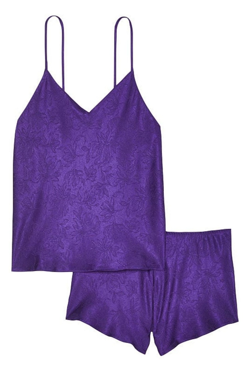 Brilliant Purple Victoria's Secret Draped Back Satin Cami Set | HFT-218603