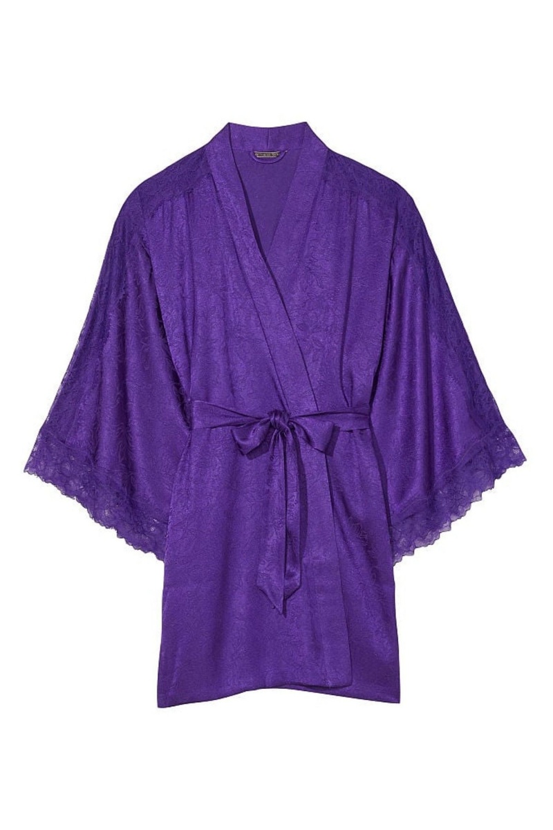 Brilliant Purple Victoria's Secret Lace Inset Robe | ZQD-782631