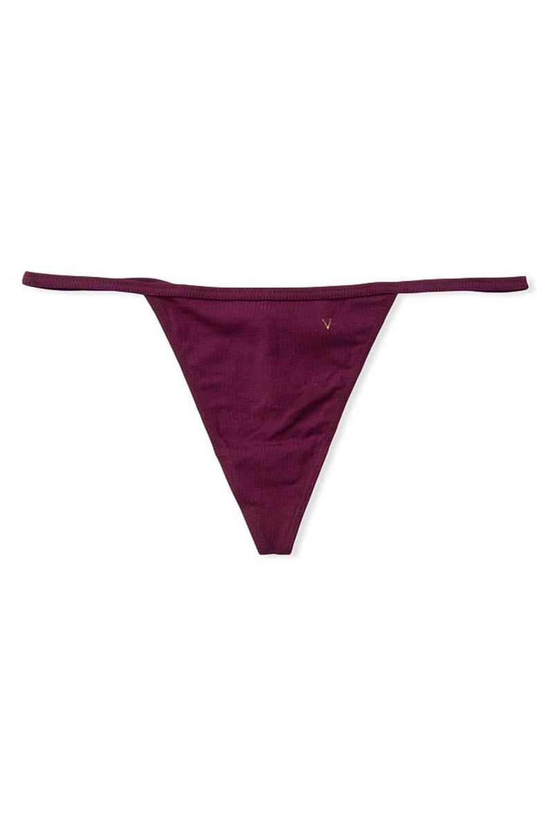 Burgundy Purple Victoria's Secret Stretch Cotton Stretch Cotton G String Knickers | ENX-698350