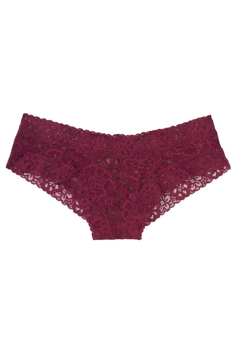 Burgundy Purple Victoria's Secret The Lacie Lace Cheeky Knickers | ORE-254689