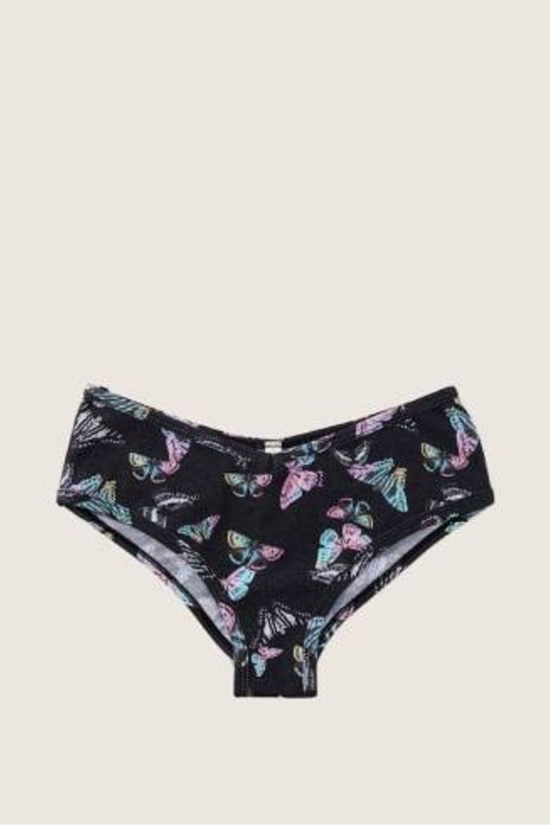 Butterfly Pure Black Victoria\'s Secret Stretch Cotton Cotton Cheeky Knickers | IDN-918506