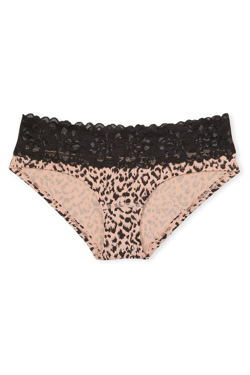 Cameo Animal Brown Victoria's Secret Stretch Cotton Cotton Lace Waist Hipster Knickers | PNI-456798