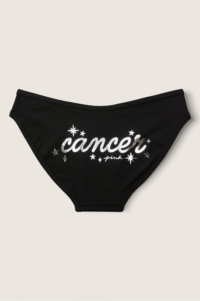 Cancer Black Victoria's Secret Stretch Cotton Astrology Cotton Bikini Knickers | OZL-624839