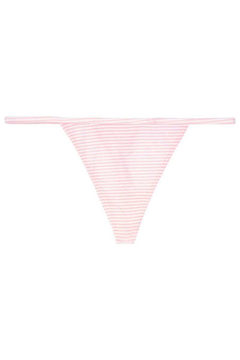 Candy/White Mini Stripe Victoria's Secret Stretch Cotton No Show Thong Knickers | YRX-849102